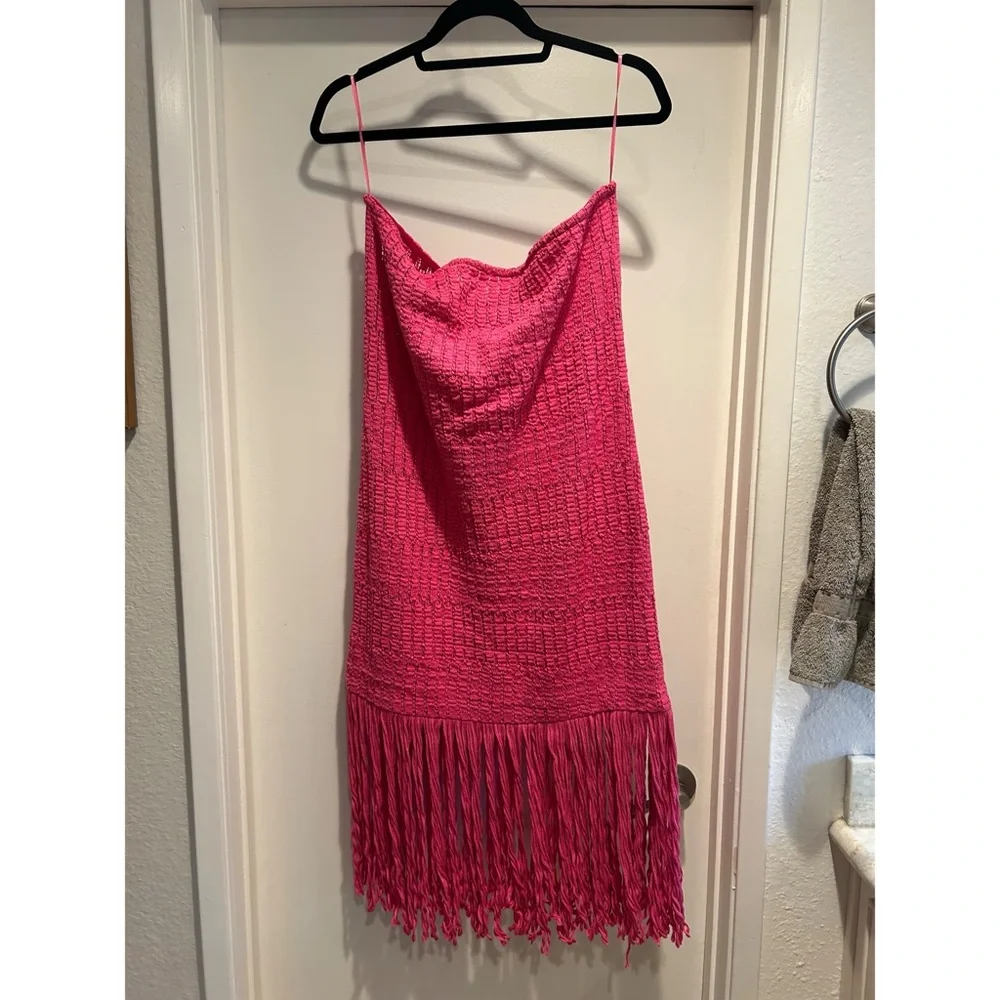 Crochet Fringe Strapless Dress - Picture 5 of 6